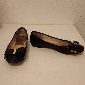 Michael Kors Black and Gold Kiera Ballet Flats
